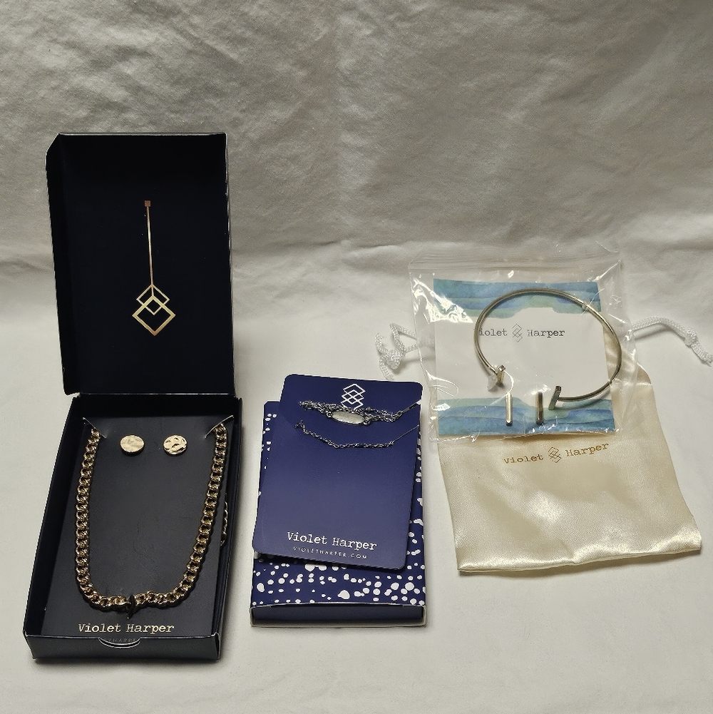 Lot of 3 VIOLET HARPER Sets Necklaces Earrings Bracelets Gold Silver NEW